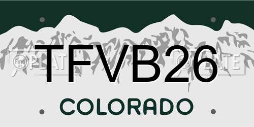 TFVB26 Colorado License Plate