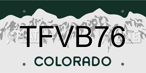 TFVB76 Colorado License Plate