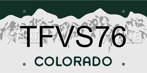 TFVS76 Colorado License Plate