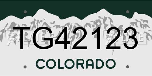TG42123 Colorado License Plate