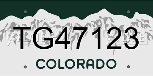 TG47123 Colorado License Plate