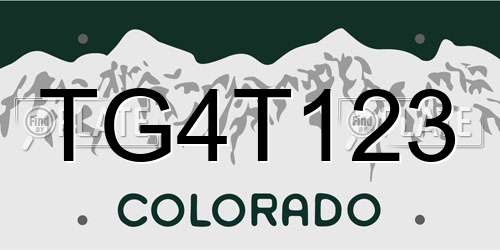 TG4T123 Colorado License Plate