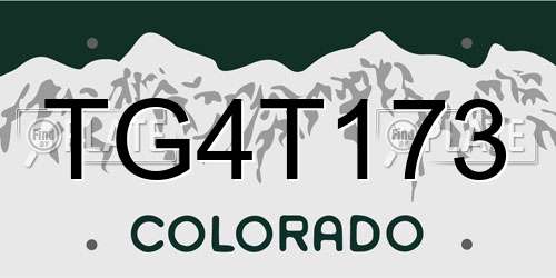 TG4T173 Colorado License Plate