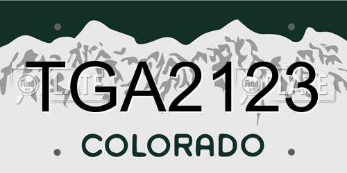 TGA2123 Colorado License Plate