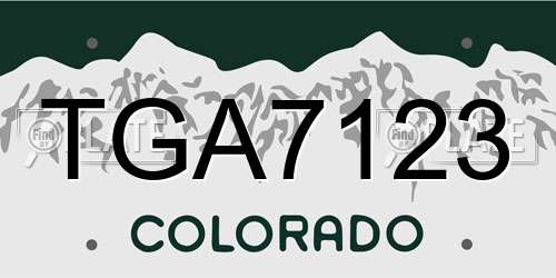 TGA7123 Colorado License Plate
