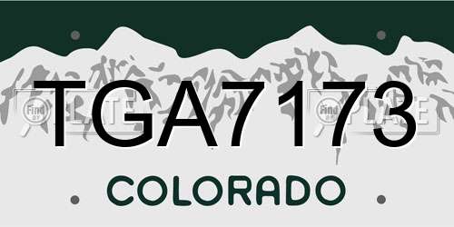 TGA7173 Colorado License Plate