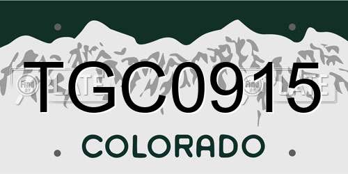 TGC0915 Colorado License Plate
