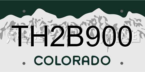 TH2B900 Colorado License Plate