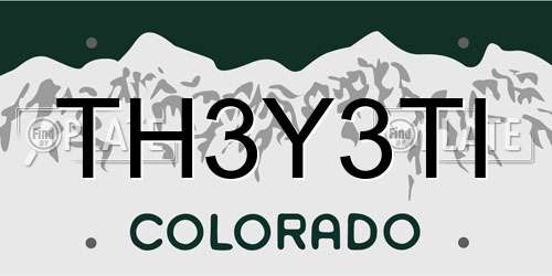 TH3Y3TI Colorado License Plate