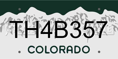TH4B357 Colorado License Plate