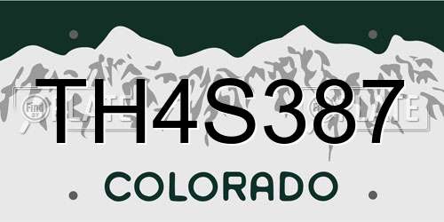 TH4S387 Colorado License Plate