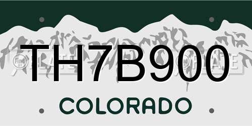 TH7B900 Colorado License Plate