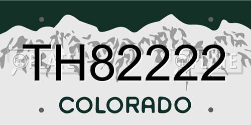 TH82222 Colorado License Plate