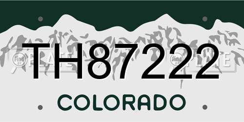 TH87222 Colorado License Plate
