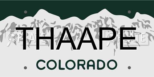 THAAPE Colorado License Plate