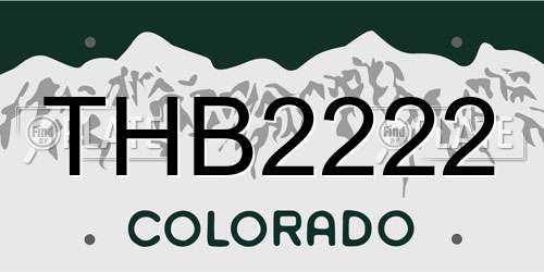 THB2222 Colorado License Plate