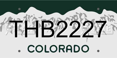 THB2227 Colorado License Plate