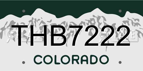 THB7222 Colorado License Plate