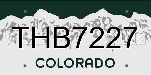 THB7227 Colorado License Plate