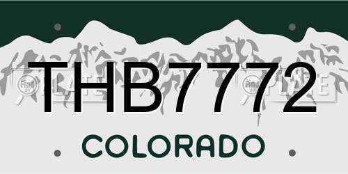 THB7772 Colorado License Plate