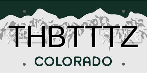 THBTTTZ Colorado License Plate