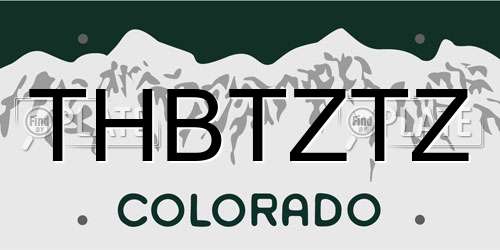 THBTZTZ Colorado License Plate