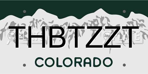 THBTZZT Colorado License Plate
