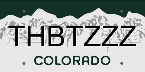 THBTZZZ Colorado License Plate