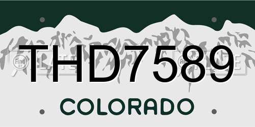 THD7589 Colorado License Plate