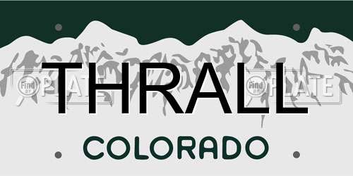 THRALL Colorado License Plate