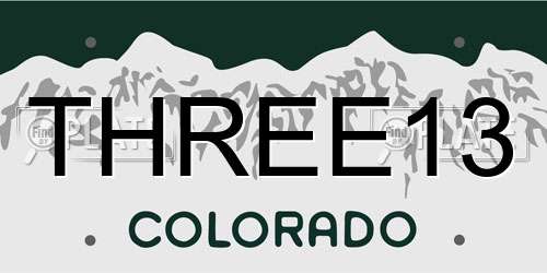 THREE13 Colorado License Plate