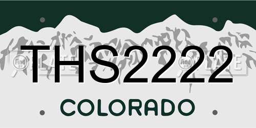 THS2222 Colorado License Plate