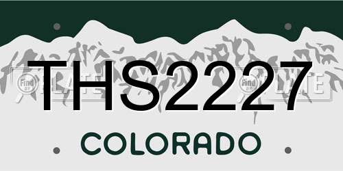 THS2227 Colorado License Plate