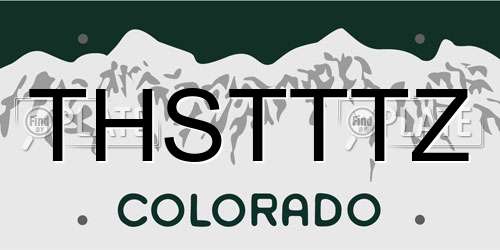 THSTTTZ Colorado License Plate