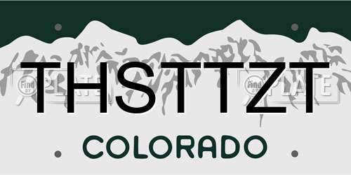 THSTTZT Colorado License Plate