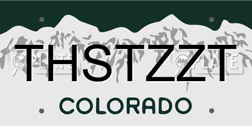 THSTZZT Colorado License Plate