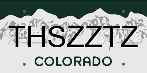 THSZZTZ Colorado License Plate
