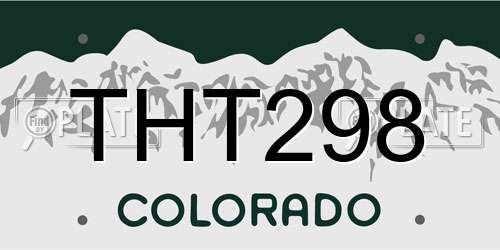 THT298 Colorado License Plate