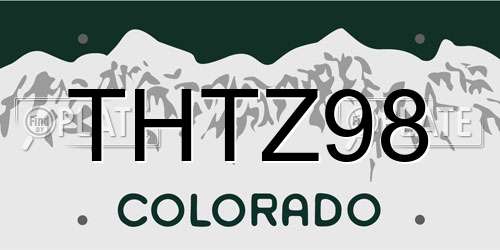 THTZ98 Colorado License Plate