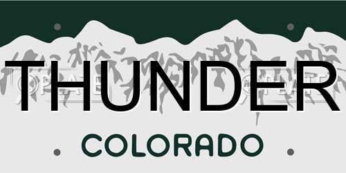 THUNDER Colorado License Plate