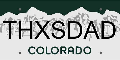 THXSDAD Colorado License Plate