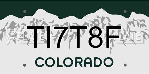 TI7T8F Colorado License Plate