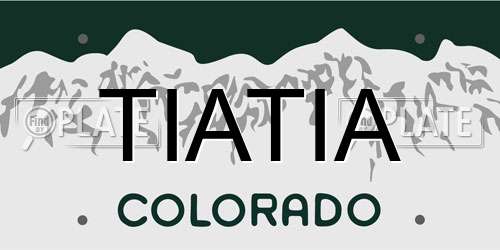 TIATIA Colorado License Plate