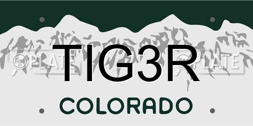 TIG3R Colorado License Plate