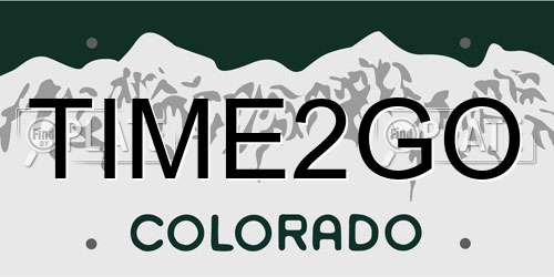 TIME2GO Colorado License Plate