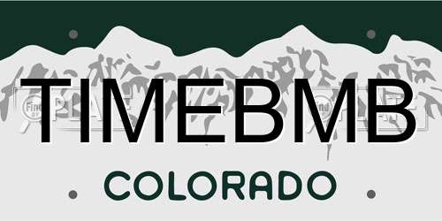 TIMEBMB Colorado License Plate