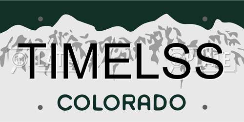 TIMELSS Colorado License Plate