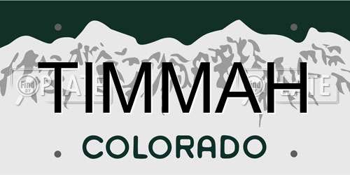 TIMMAH Colorado License Plate