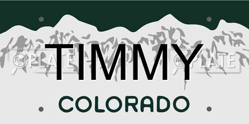 TIMMY Colorado License Plate