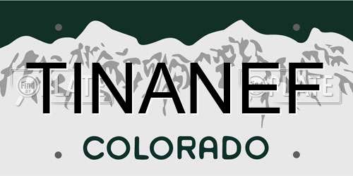 TINANEF Colorado License Plate
